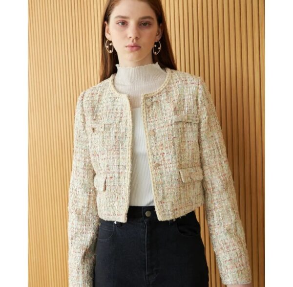 千金風粗花尼無領短JACK