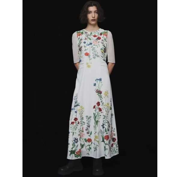 Ameri百搭圓領花卉連身裙