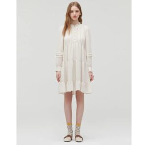 蕾絲皺褶短款連身裙