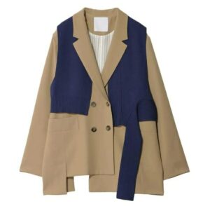 不對稱針織背心拼接百搭外套