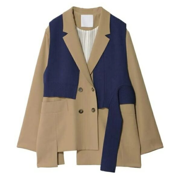 不對稱針織背心拼接百搭外套