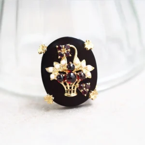 【Made in Japan】 SV系列 石榴石與縞瑪瑙吊墜胸針