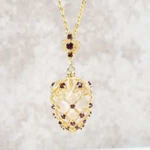 【Made in Japan】 SV系列 石榴石＆珍珠 公主士多啤梨 吊墜