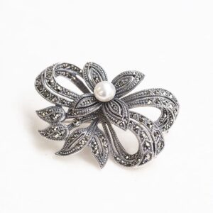 【Made in Japan】 SV系列 珍珠 馬卡石 經典胸針