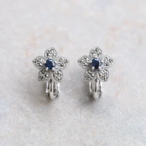 【Made in Japan】 SV系列 藍寶石 經典花朵 耳環/夾式耳環