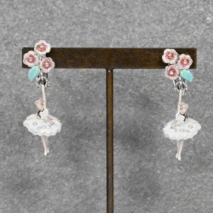 202E0600-S-1_02 【Made in Japan】 SV系列 舞者與花飾琺瑯 耳環|耳夾