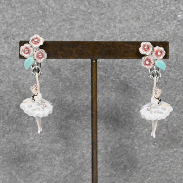 202E0600-S-1_02 【Made in Japan】 SV系列 舞者與花飾琺瑯 耳環|耳夾