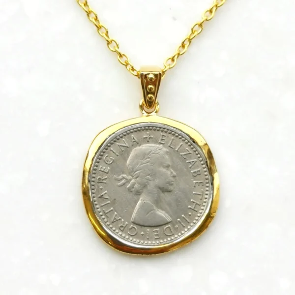 【Made in Japan】 SV系列 幸福的六便士硬幣 黃金鍍層 吊墜