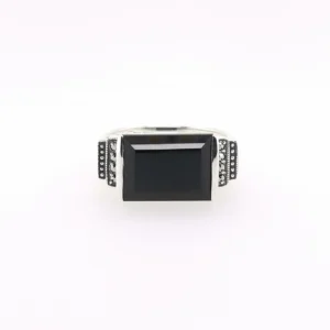 【Made in Japan】 SV系列 縞瑪瑙＆馬卡石 裝飾風格戒指