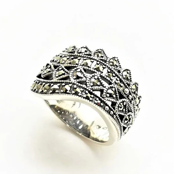 【Made in Japan】 SV系列 馬爾卡石 蝴蝶結蕾絲 戒指