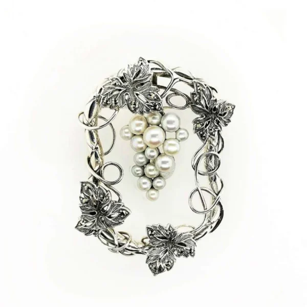 【Made in Japan】 SV系列 珍珠及馬卡石 葡萄 掛墜胸針