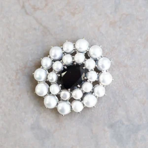 【Made in Japan】 SV系列 縞瑪瑙與珍珠圓形吊墜胸針