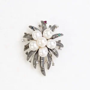 204C1230_01 【Made in Japan】 SV系列 珍珠及寶石 現代風 吊墜胸針