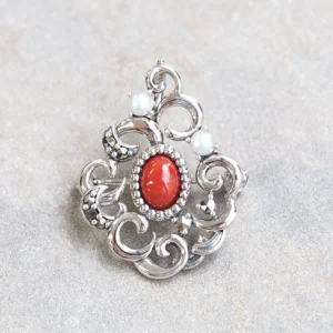 【Made in Japan】 SV系列 珊瑚 吉祥 吊咀胸針