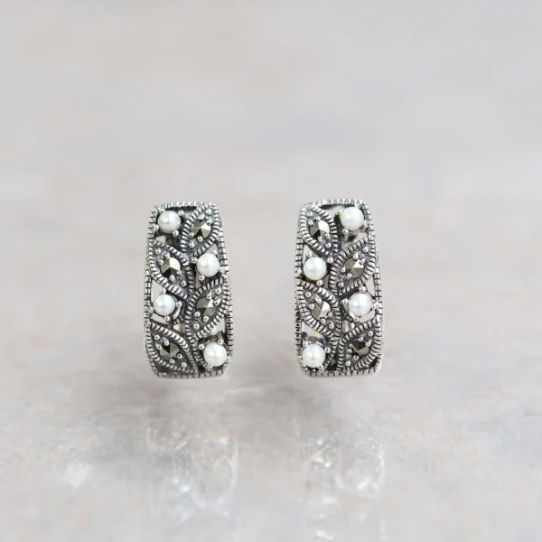 204E0674_01 【Made in Japan】 SV系列 珍珠簡約葉子耳環/夾耳環