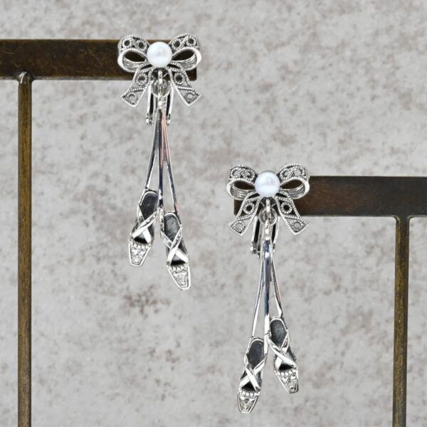 【Made in Japan】 SV系列 珍珠 夢想舞者的絲帶＆芭蕾舞鞋 耳環/耳釘