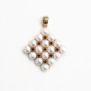 【Made in Japan】 SV系列 珍珠＆石榴石 千層草莓吊墜