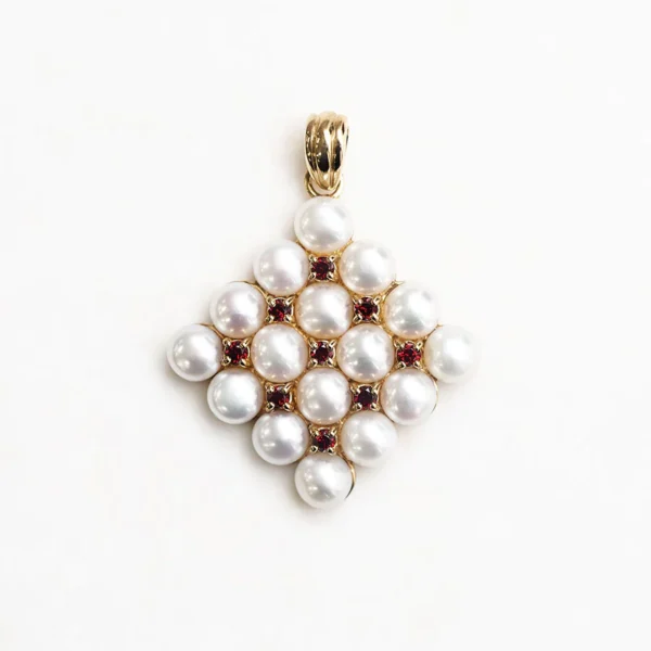 【Made in Japan】 SV系列 珍珠＆石榴石 千層草莓吊墜