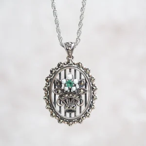 204P0914-EMF_01 【Made in Japan】 SV系列 祖母綠同淡水珍珠花束吊墜