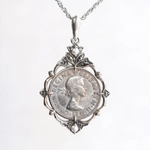 204P0985-TY_01 (1) 【Made in Japan】 SV系列 珍珠與馬克賽特 幸運的六便士硬幣 吊墜