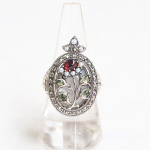 【Made in Japan】 SV系列 橄欖石&白蝶貝&石榴石 3WAY 佩戴花朵吊咀戒指