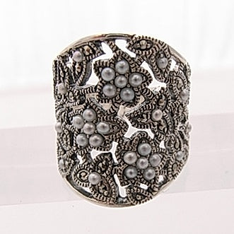 【Made in Japan】 SV系列 珍珠＆瑪瑙石　牽牛花的花語　戒指