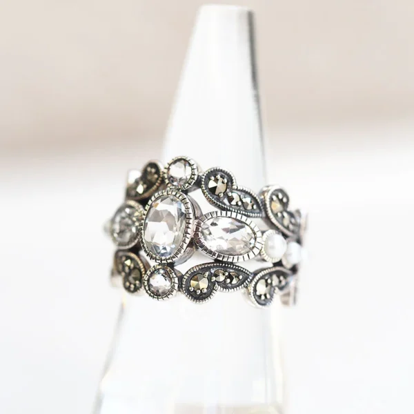 【Made in Japan】 SV系列 白水晶 珍珠浪漫戒指