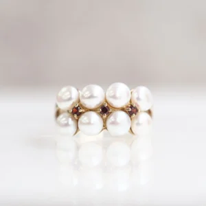 204R0651-GF-GP_01 【Made in Japan】 SV系列 珍珠與石榴石草莓千層戒指