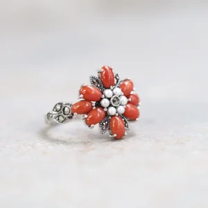 【Made in Japan】 SV系列 珊瑚與珍珠戒指