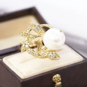 【Made in Japan】 SV系列 珍珠闊葉蓮花戒指