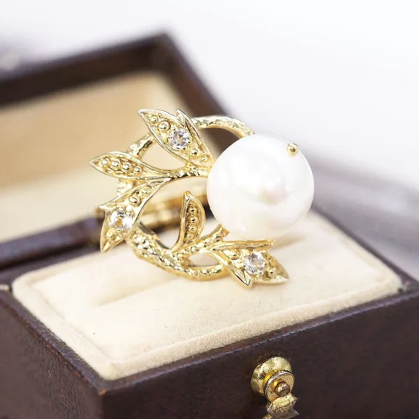 【Made in Japan】 SV系列 珍珠闊葉蓮花戒指