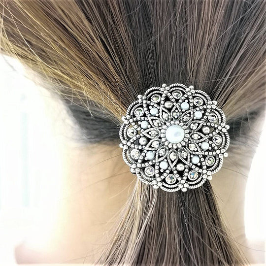 【Made in Japan】 SV系列 珍珠＆馬卡石花朵髮飾