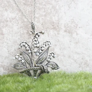 【Made in Japan】 SV系列 珍珠與馬卡石鈴蘭吊墜/胸針