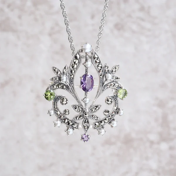 204C0553-AMF-1_01 【Made in Japan】 SV系列 紫水晶&橄欖石 女權運動胸針吊墜