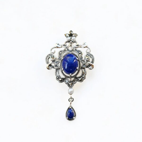 【Made in Japan】 SV系列 青金石 皇家阿拉伯花紋 胸針吊墜