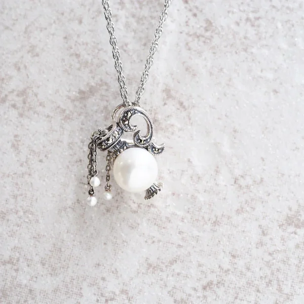 【Made in Japan】 SV系列 珍珠＆馬爾卡石 水瓶座 吊墜胸針