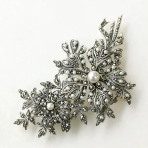 【Made in Japan】 SV系列 珍珠與馬卡石 英式玫瑰 項鍊胸針