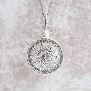 【Made in Japan】 SV系列 珍珠與馬卡石 古董蕾絲 放大鏡吊墜