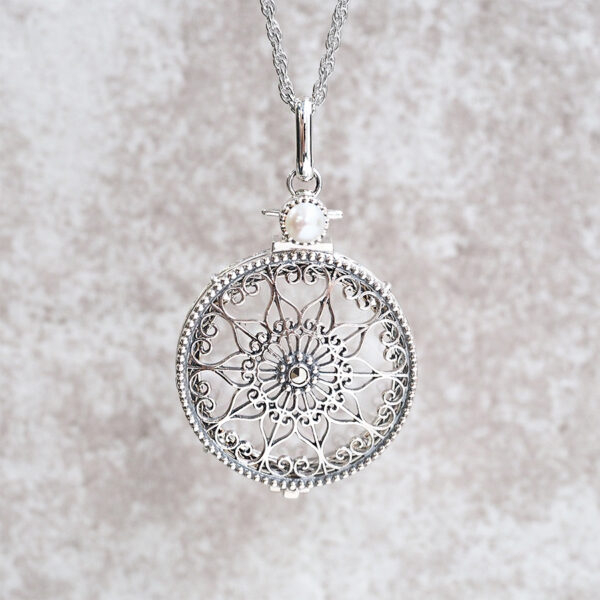 【Made in Japan】 SV系列 珍珠與馬卡石 古董蕾絲 放大鏡吊墜