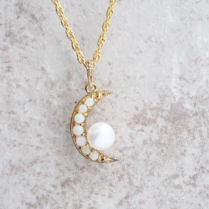 403P0103-GP_01 【Made in Japan】 SV系列 蛋白石&珍珠 新月 吊咀