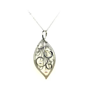 【Made in Japan】 SV系列 珍珠葉子吊墜胸針