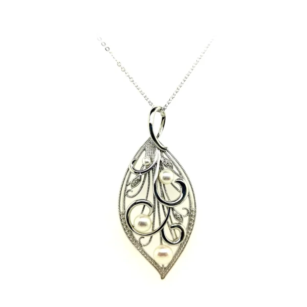 【Made in Japan】 SV系列 珍珠葉子吊墜胸針